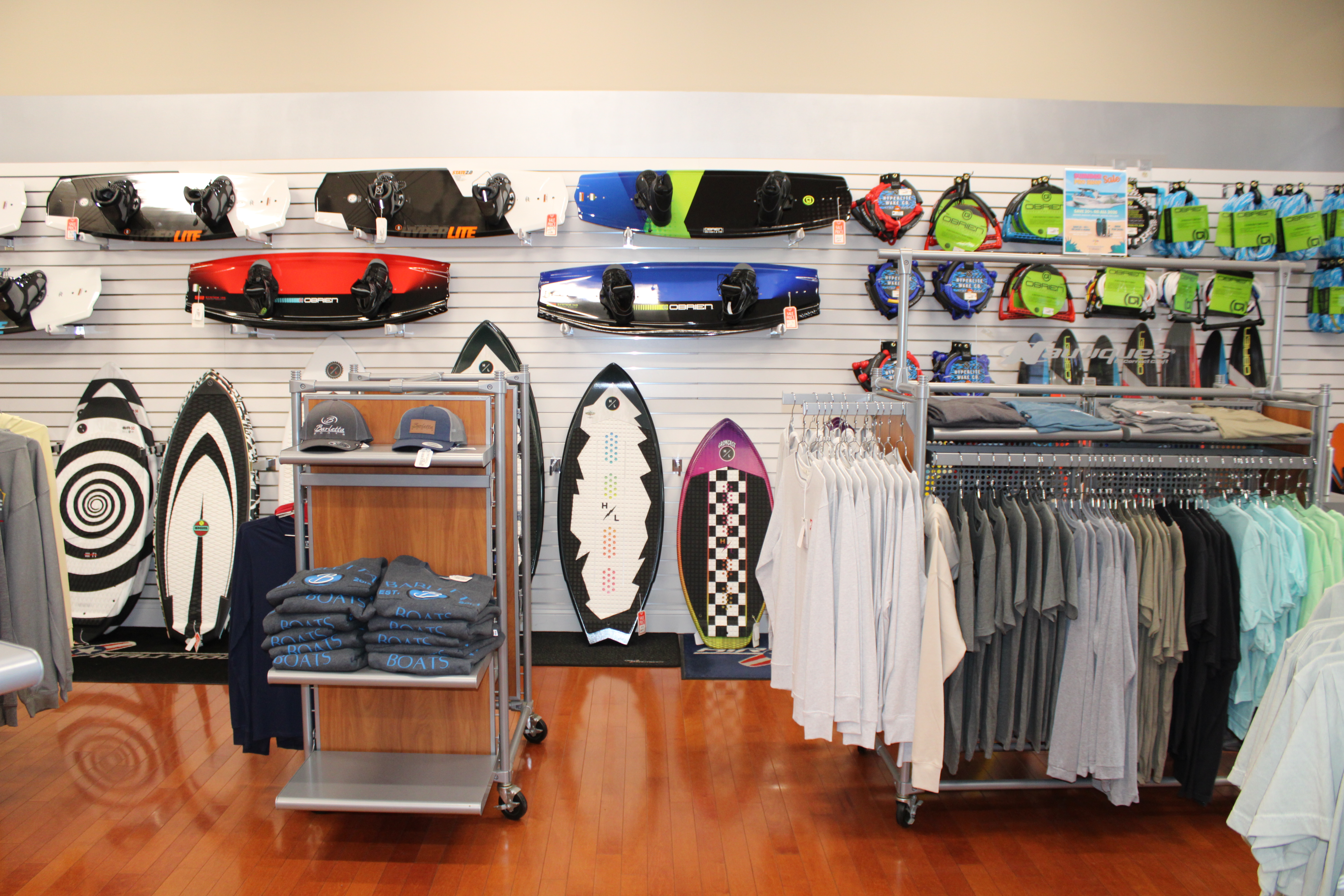 Wake boards, vests and apparel in the Marine Pro Shop